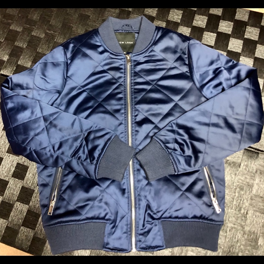 New Look size 6 girls satin zip Royal blue coat